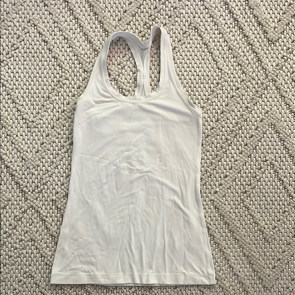 Lululemon Athletica White Fitted Sleeveless Muscle Tee